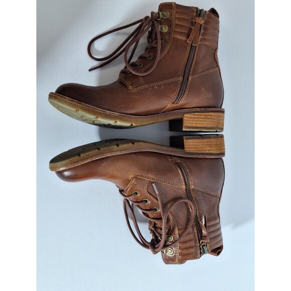 Sofft Aqua Leather Ankle Boots Women Sz 6.5M Zip Lace Up Brown Western Outdoors - Picture 7 of 14